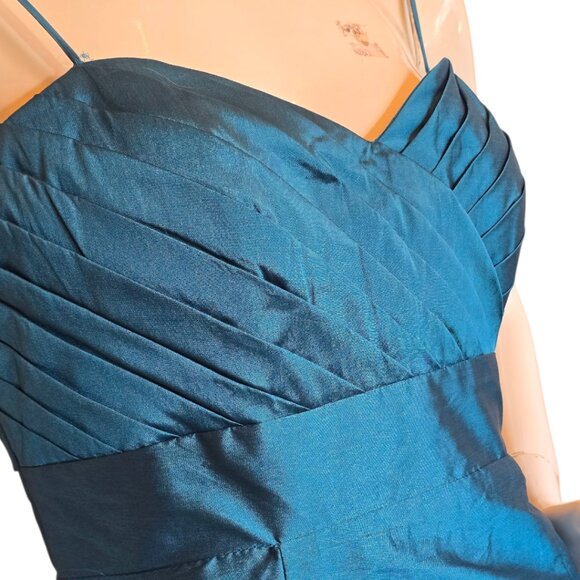 Matte Satin Teal ANGELINA FACCENDA Formal Gown sz 12 - Picture 3 of 12